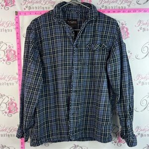 Black Brown 1826 Blue and White Plaid Button-Down Shirt long sleeves